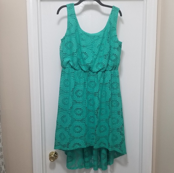 Light Teal Green high/low dress - Picture 2 of 7